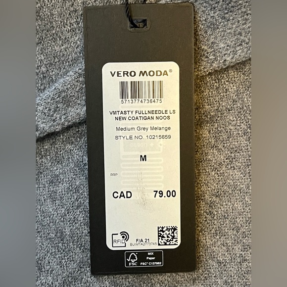 Long grey cardigan.  Veto Moda, M - Picture 3 of 5